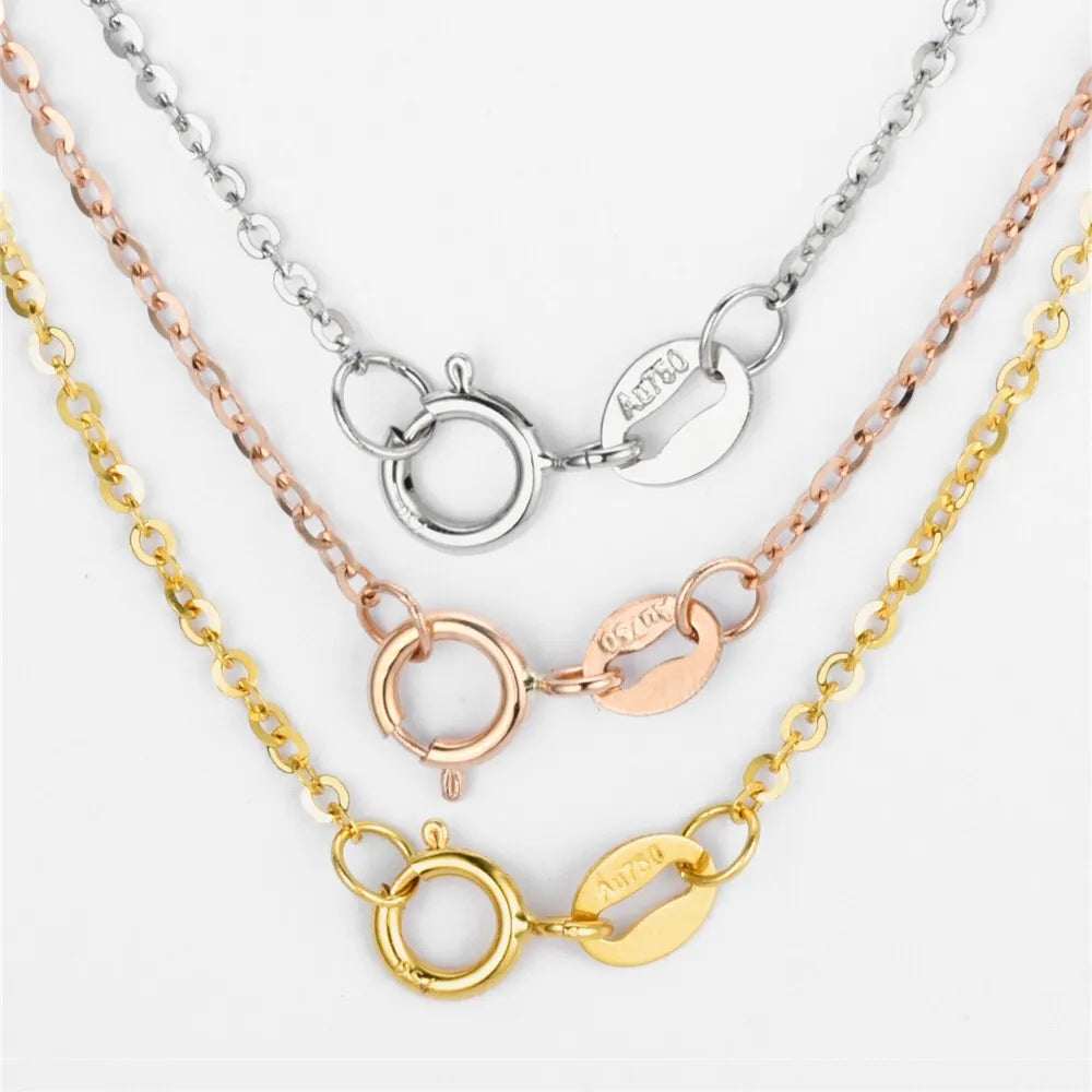 14K Solid Gold Flat O Shape Chain Necklace