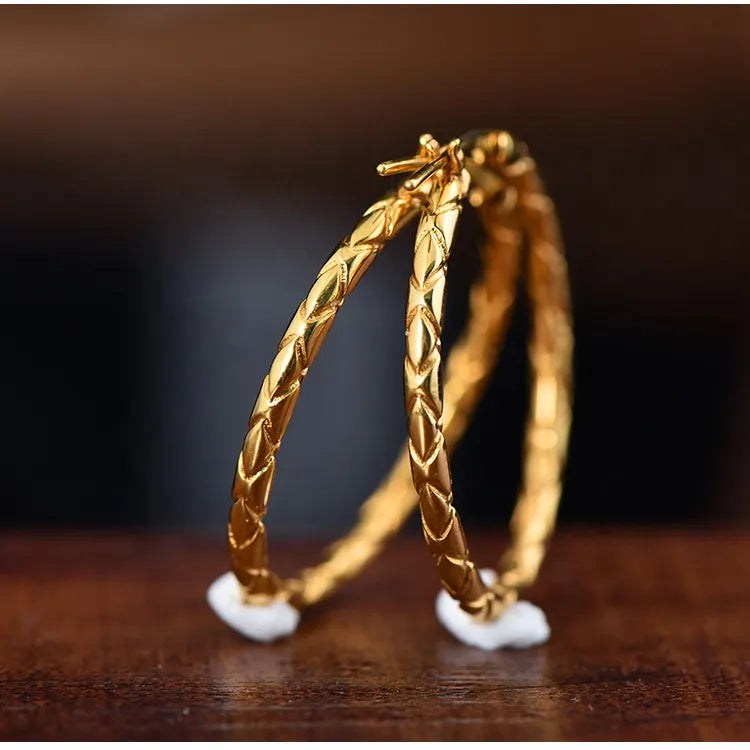 18K Yellow Gold Big Hoop Ear Studs