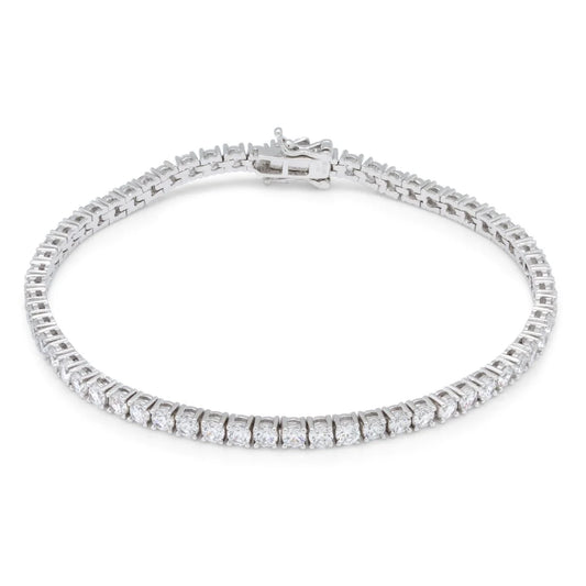 White Moissanite 3mm Round Tennis Bracelet