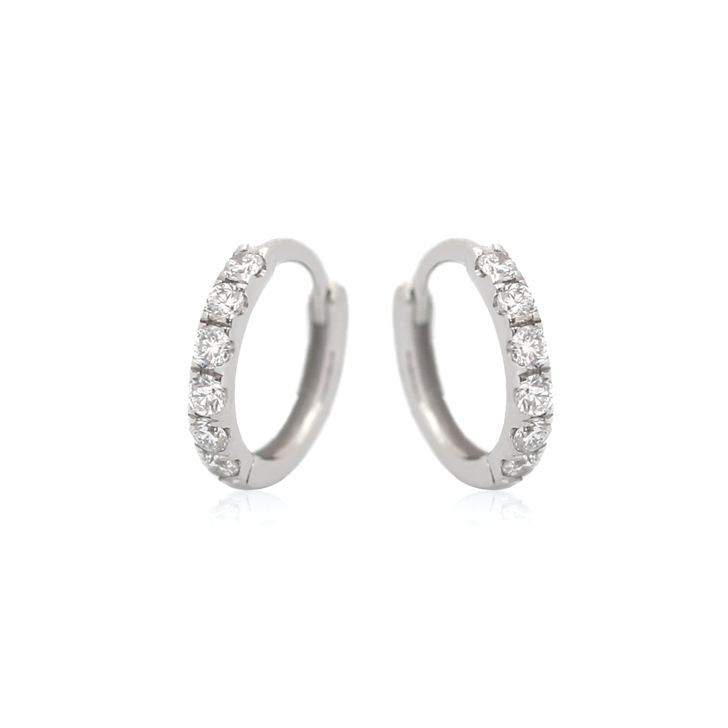 18K Solid Gold Ear Huggies with Diamonds