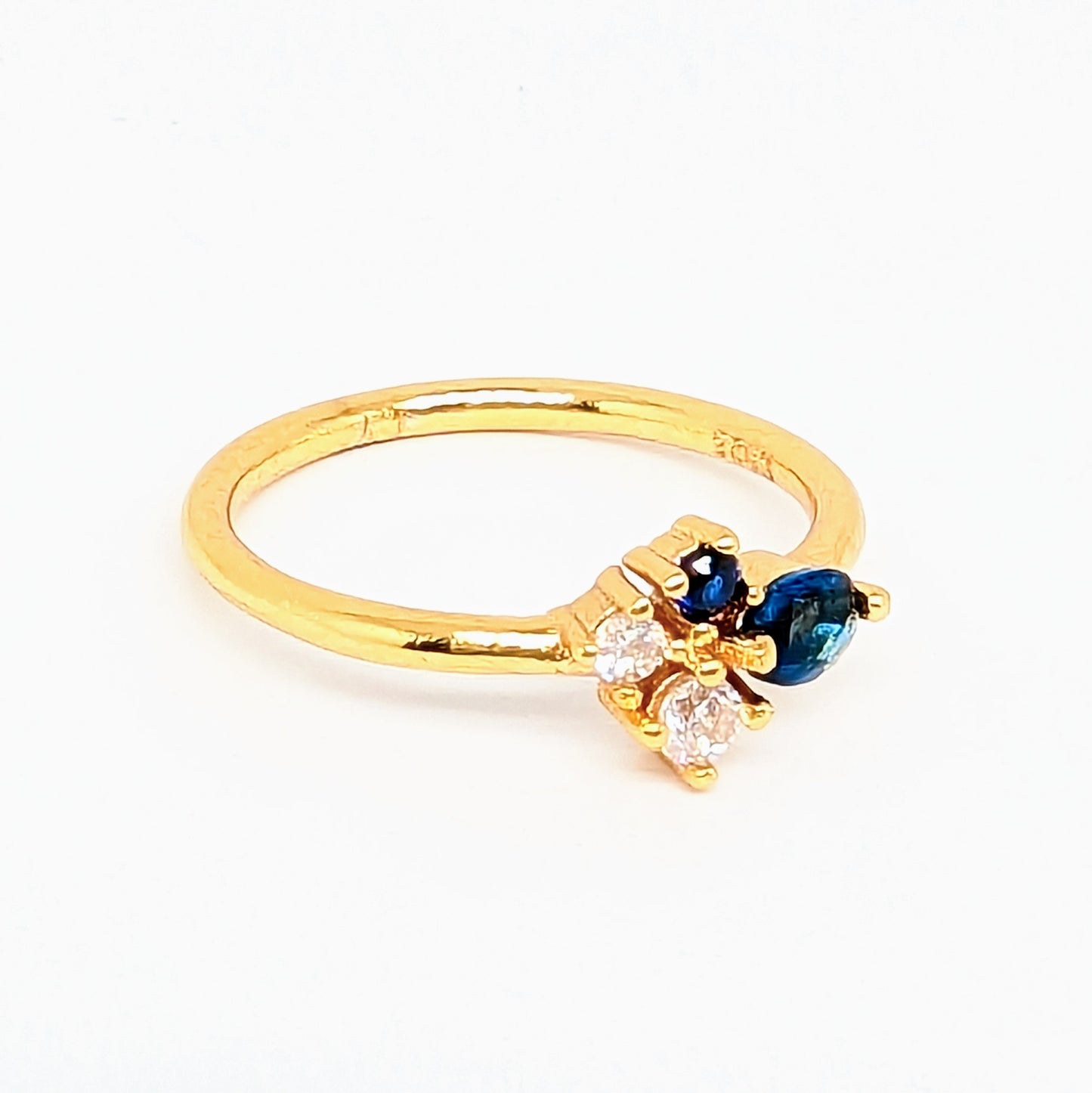 Sapphire Topaz Cluster Ring in Yellow Gold