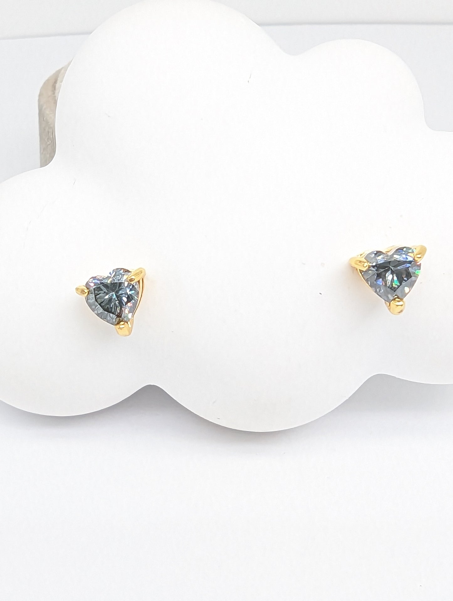 Heart Shape Gun Metal Grey Color Moissanite Ear Studs