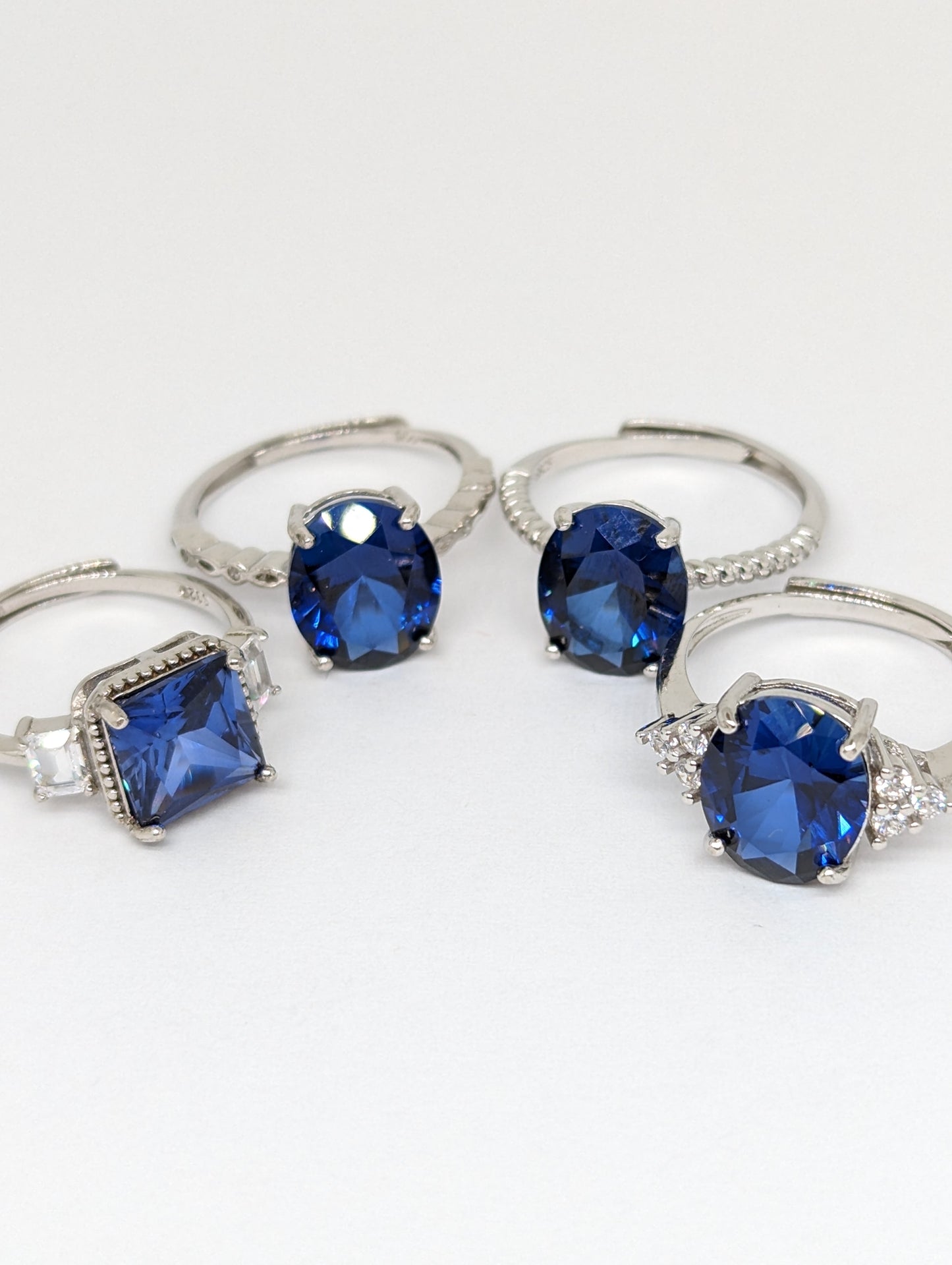Lab Made Blue Sapphire Rings in Silver