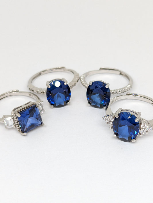 Lab Made Blue Sapphire Rings in Silver