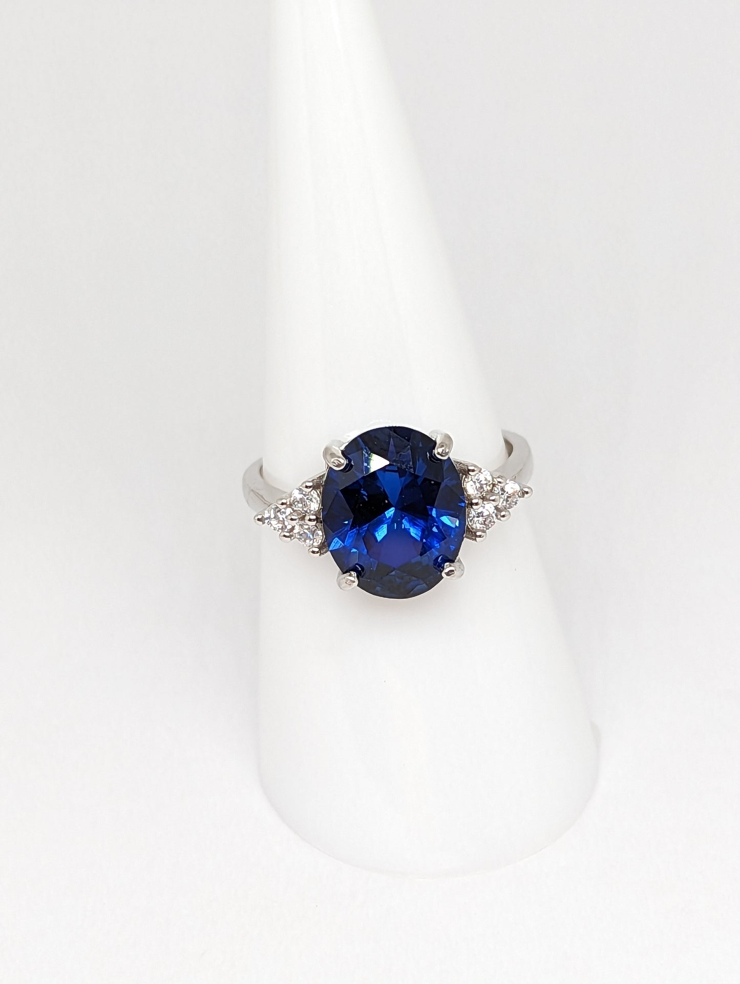 Lab Made Blue Sapphire Rings in Silver