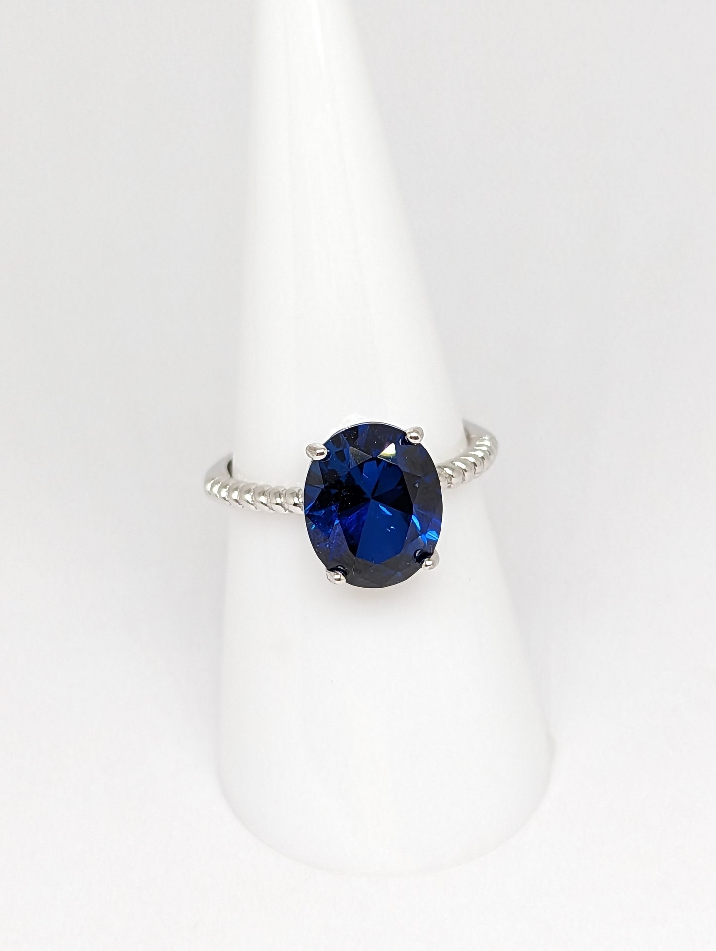 Lab Made Blue Sapphire Rings in Silver