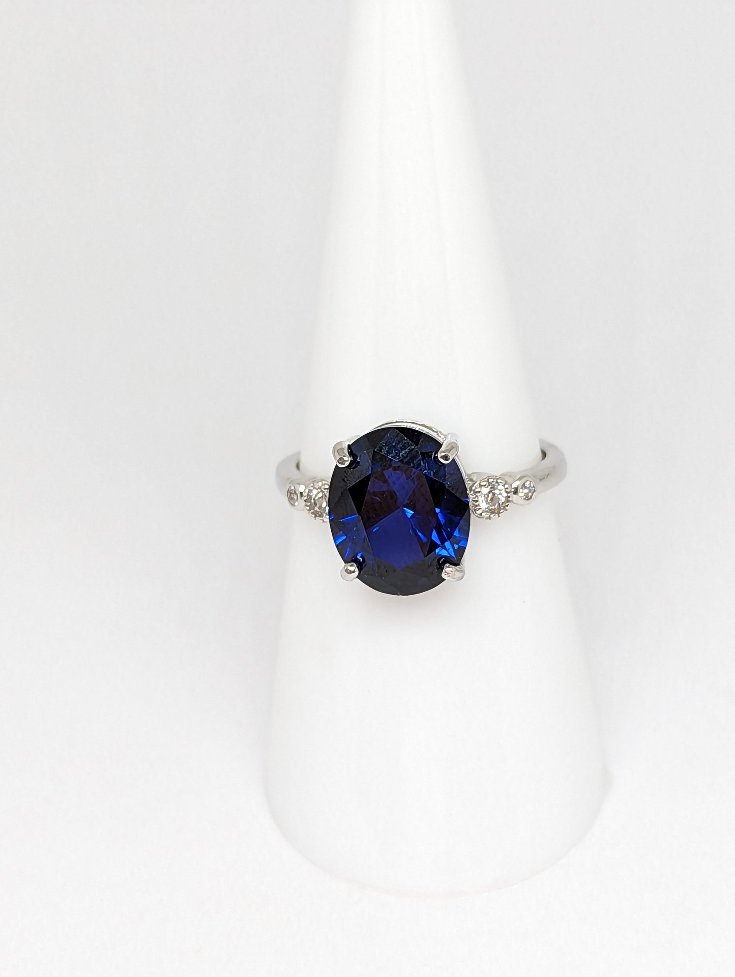 Lab Made Blue Sapphire Rings in Silver