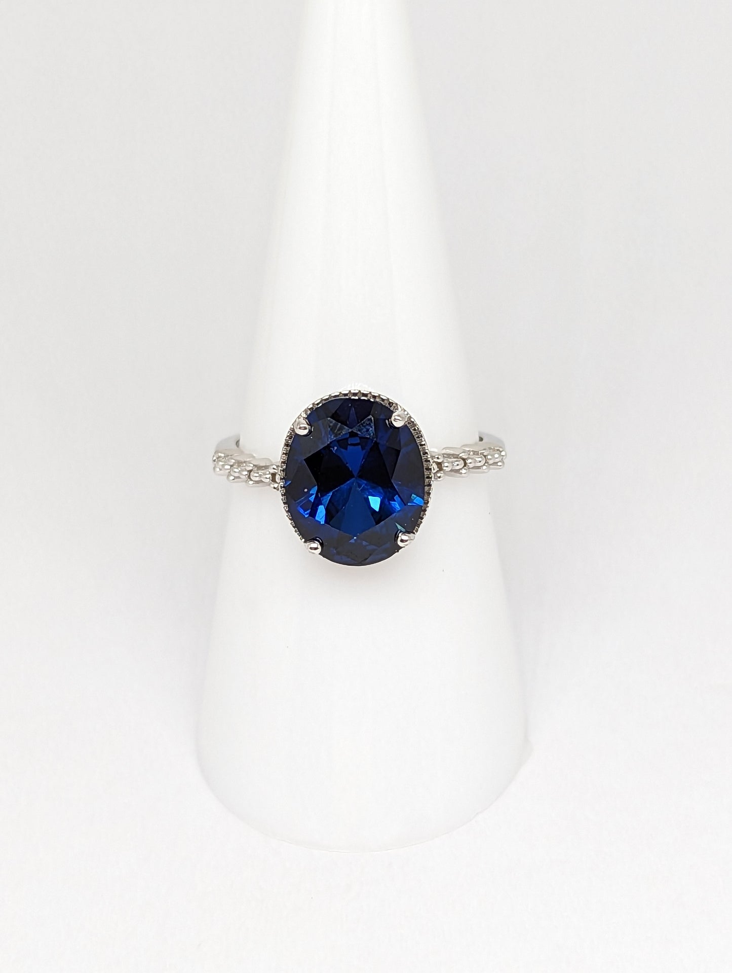 Lab Made Blue Sapphire Rings in Silver