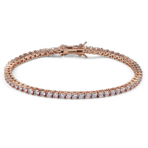 White Moissanite 3mm Round Tennis Bracelet