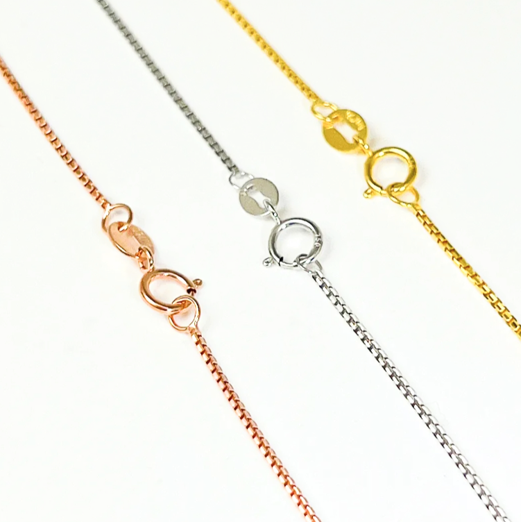 18K Solid Gold Box Chain Necklace