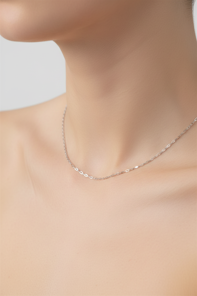 14K Solid Gold Plain Cross Chain Necklace in Various Widths