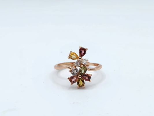 Tourmaline Floral Cluster Ring