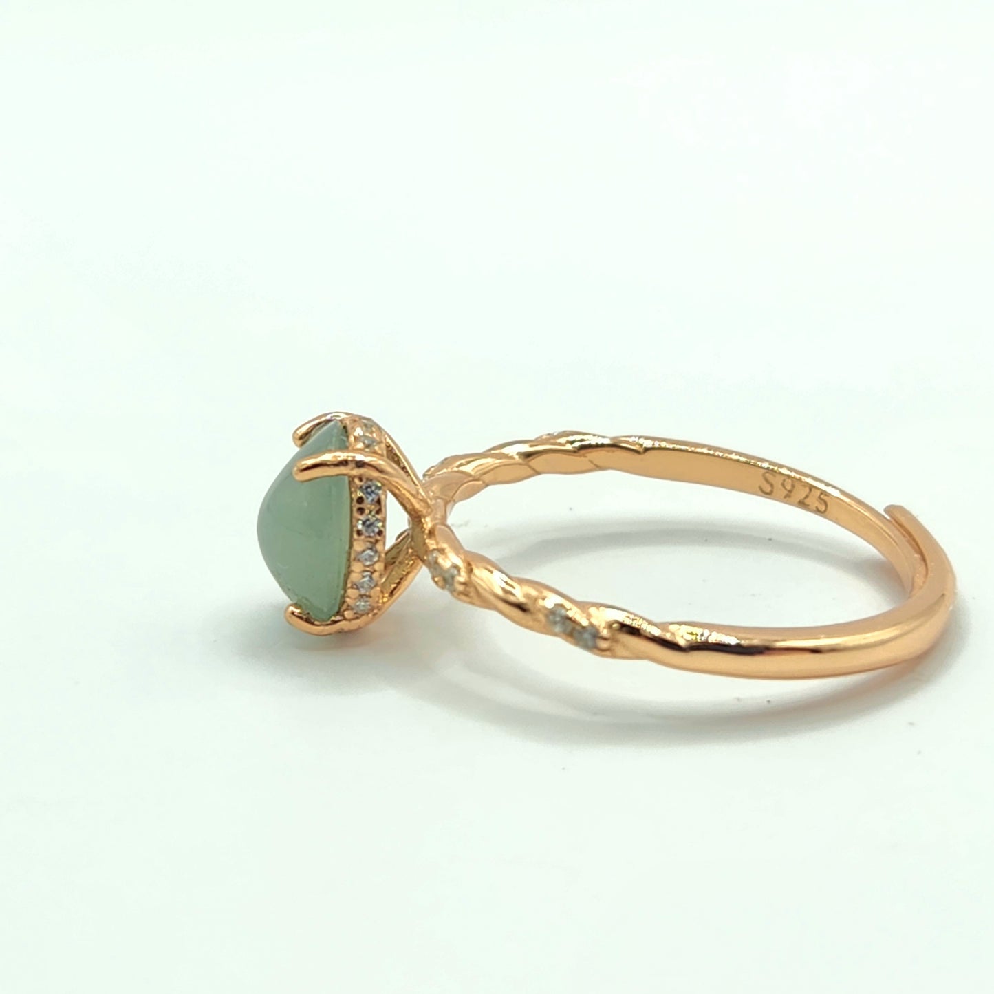 Natural Type A Jadeite Ring Rose Gold