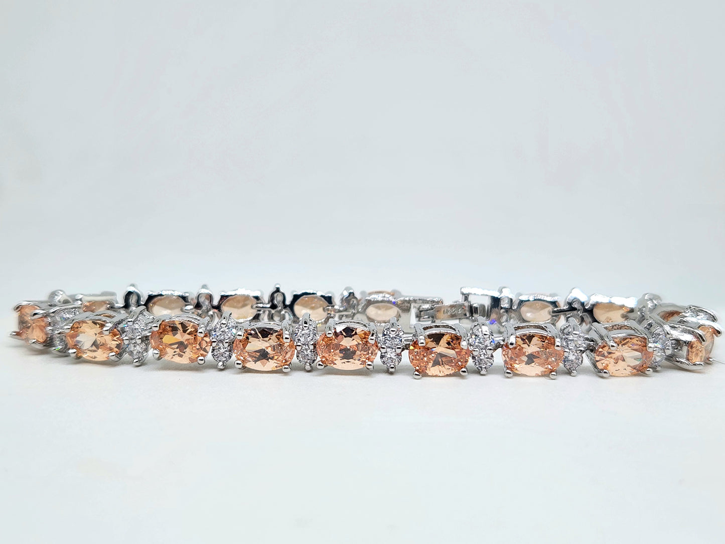 BELLE Champagne Oval Tennis Bracelet-18k Gold Plated