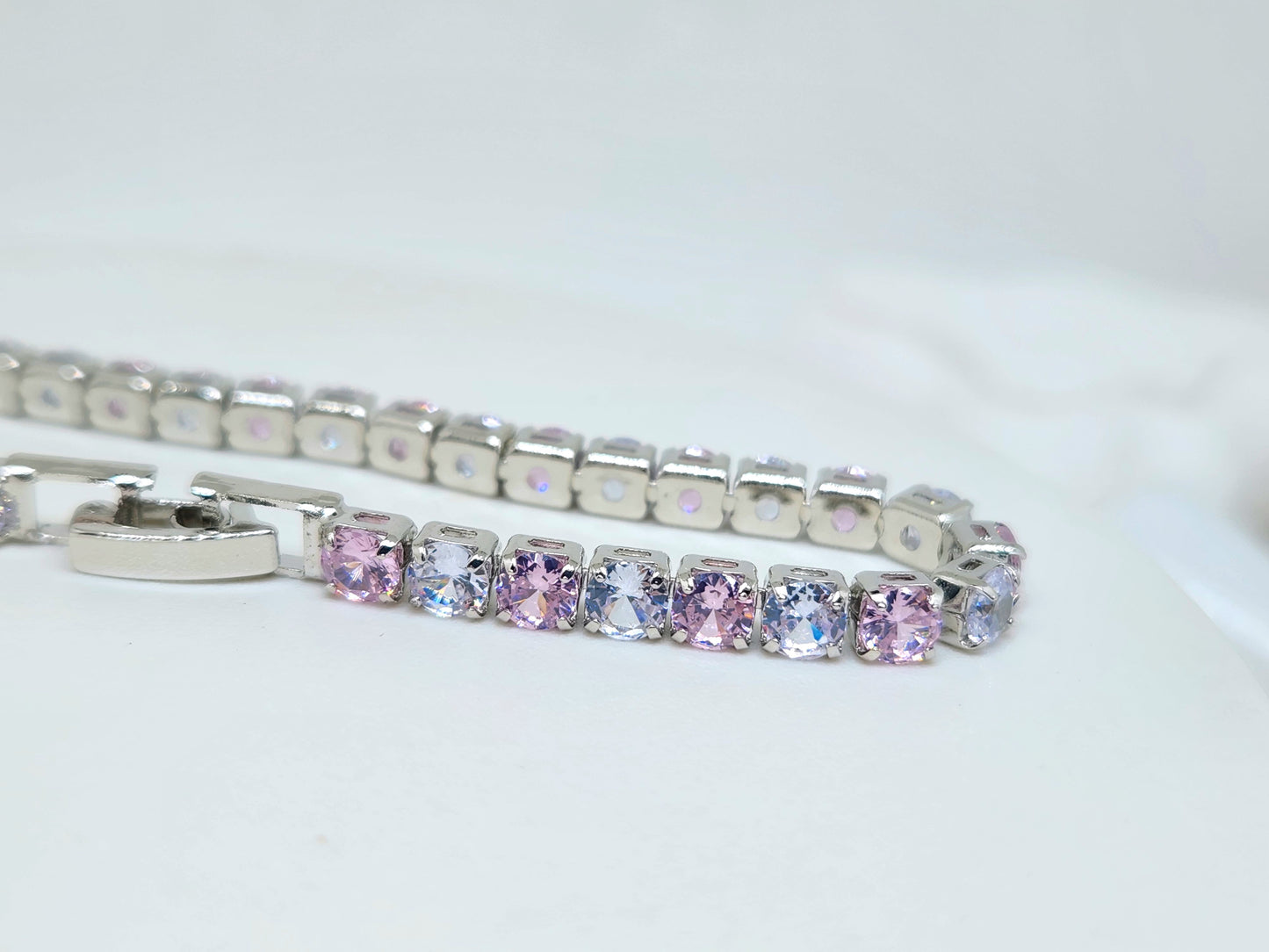 Lilac & Pink Tennis Bracelet- 18k Gold Plated