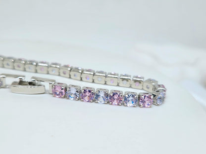 Lilac & Pink Tennis Bracelet- 18k Gold Plated