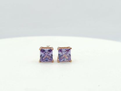 Classic 4 Prong Princess cut Studs-Lilac Moissanite