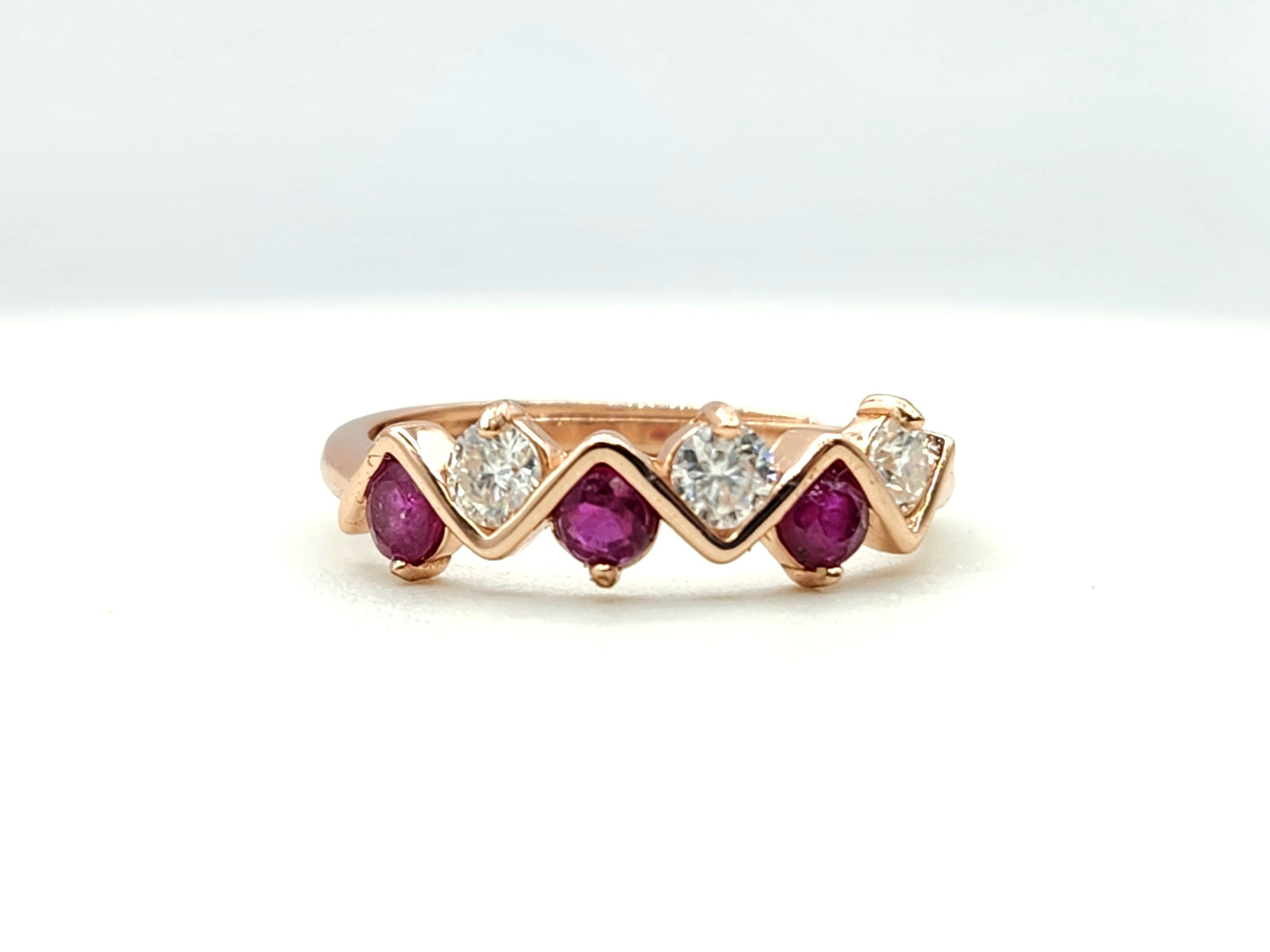 Wavy Stacker Ring- Ruby