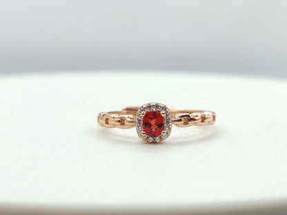 Orange Sapphire Oval Ring Halo