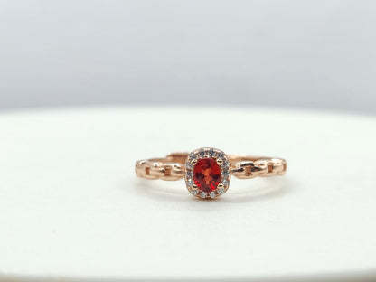 Orange Sapphire Oval Ring Halo