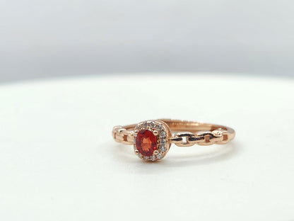 Orange Sapphire Oval Ring Halo