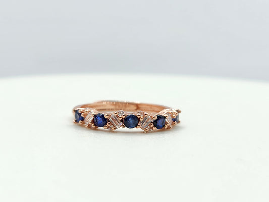 Natural Blue Sapphire Half Eternity Ring