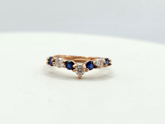 Natural Blue Sapphire Chervon Ring