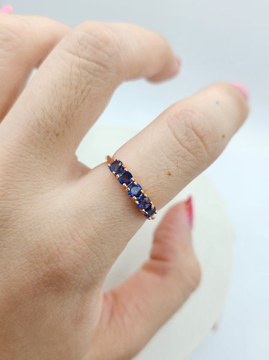 Natural Blue Sapphire Half Eternity Ring