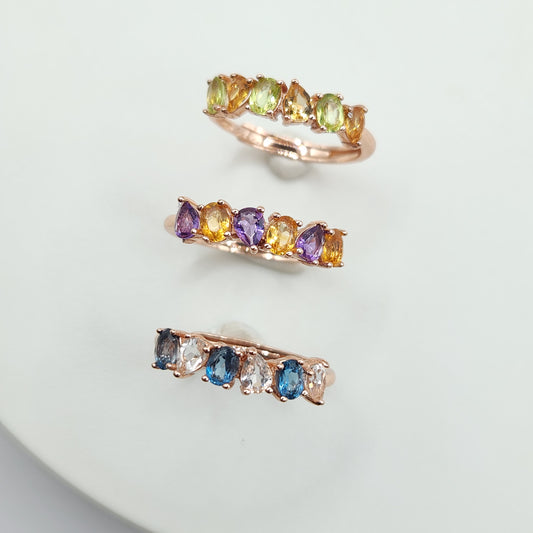 Half Eternity Cluster Ring- Anna