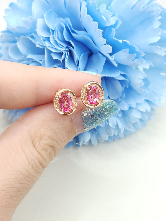 Pink Topaz Studs-Gen