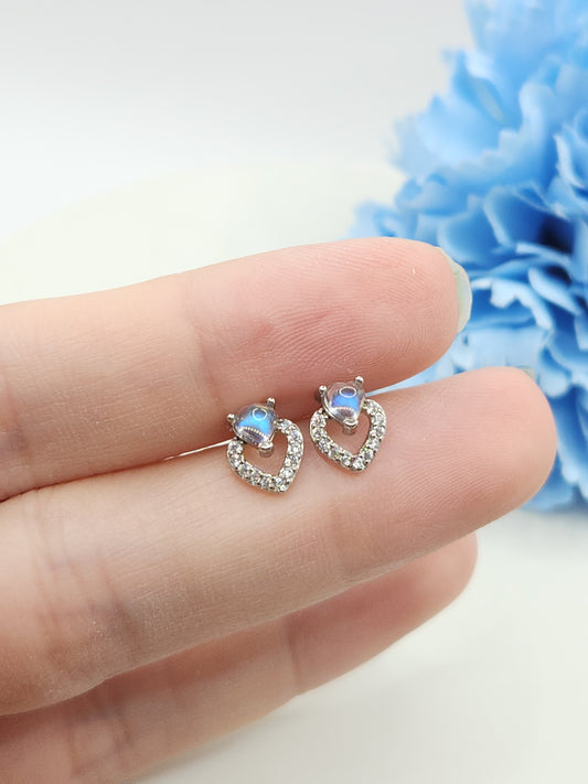 Moonstone Heart Studs-Alice