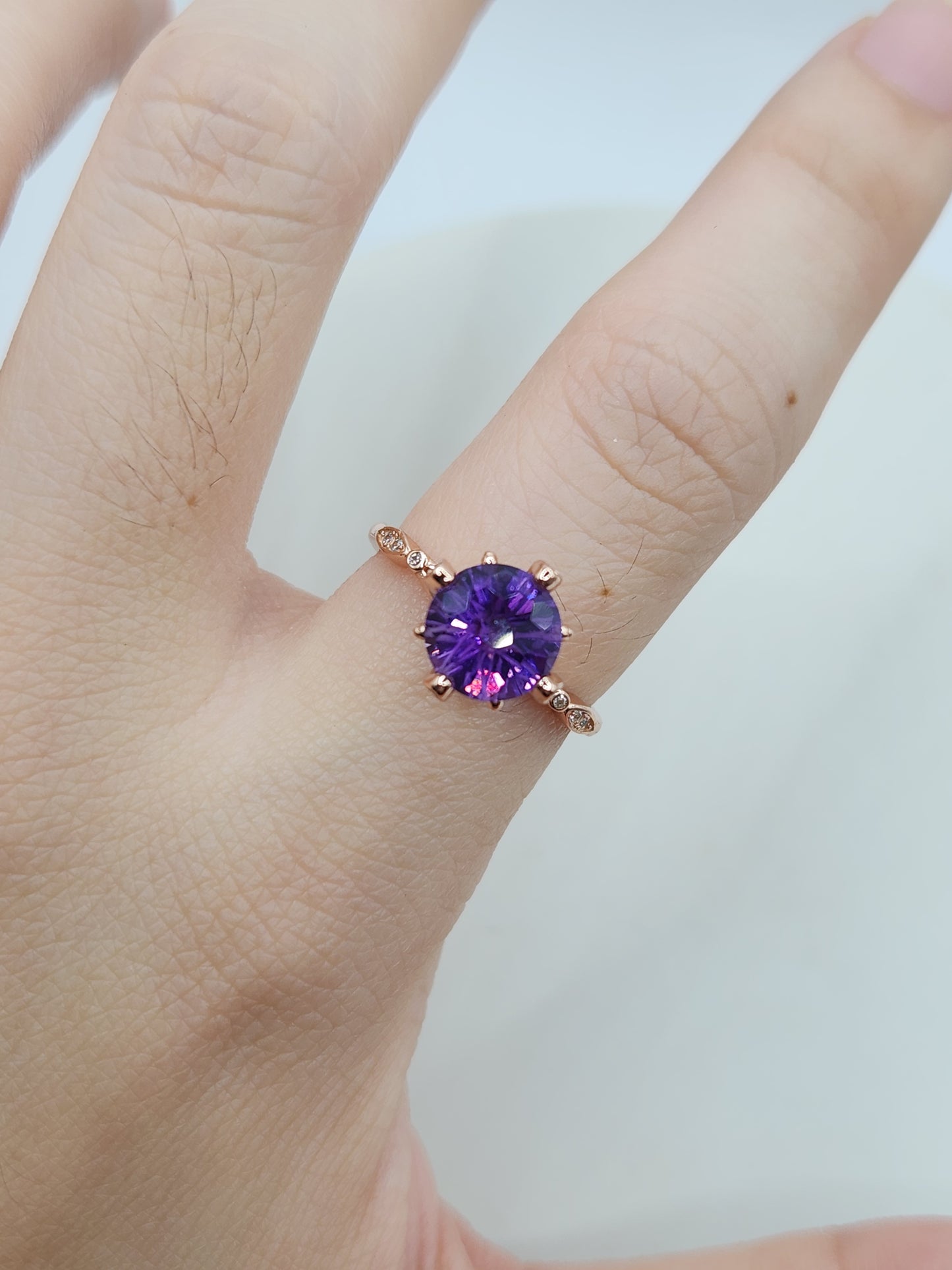 Amethyst Ring Fireworks Cut