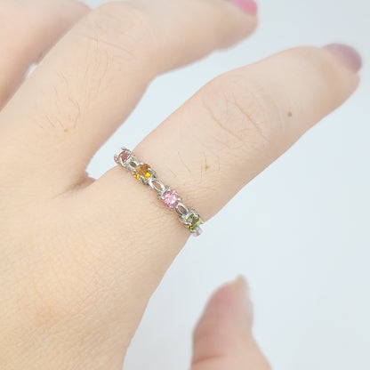 Natural Tourmaline Gemstone Stacker S925 Rings