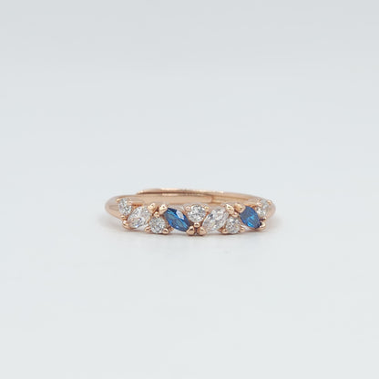 Marquise Stacker Ring- Sapphire & Moissanite Gemstones