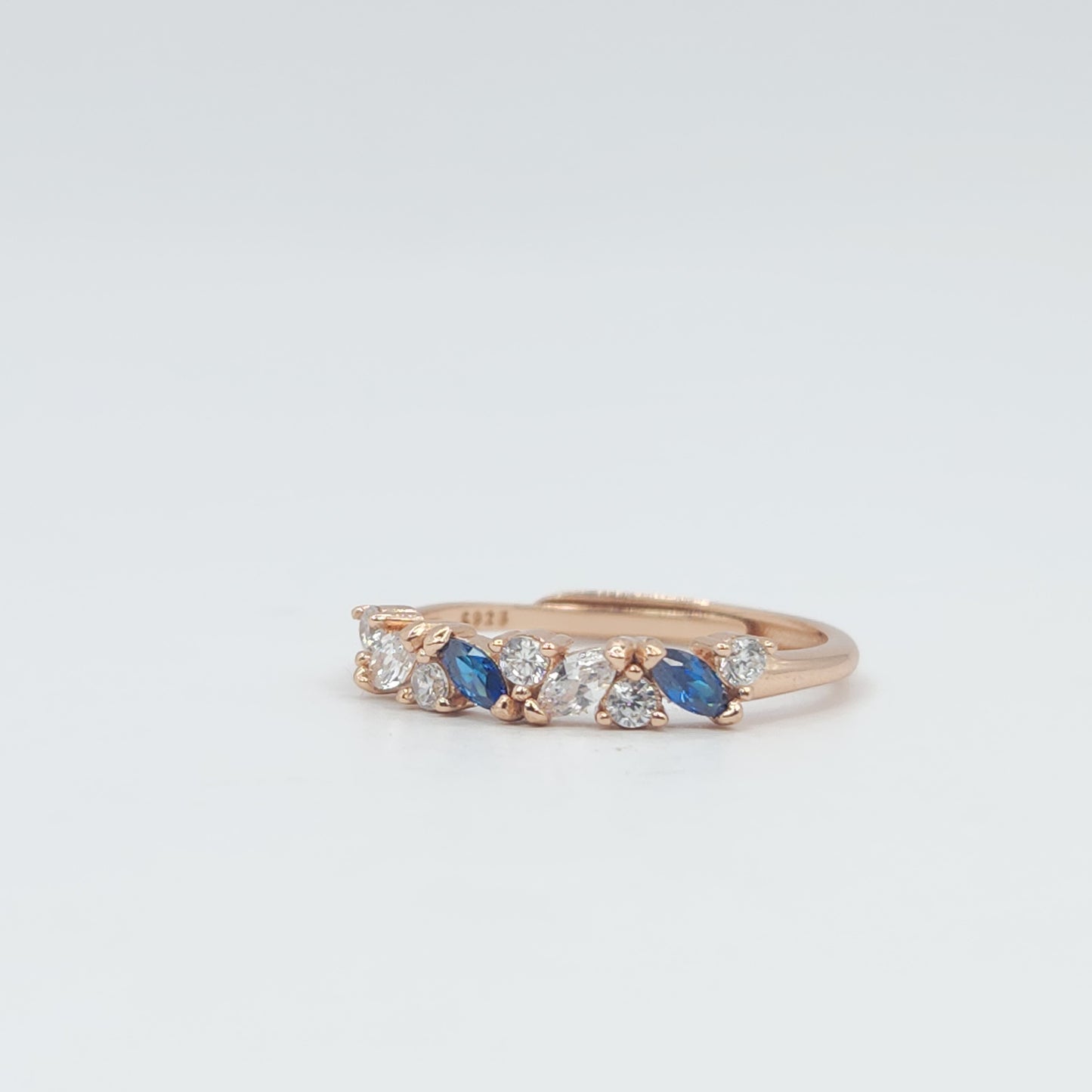 Marquise Stacker Ring- Sapphire & Moissanite Gemstones