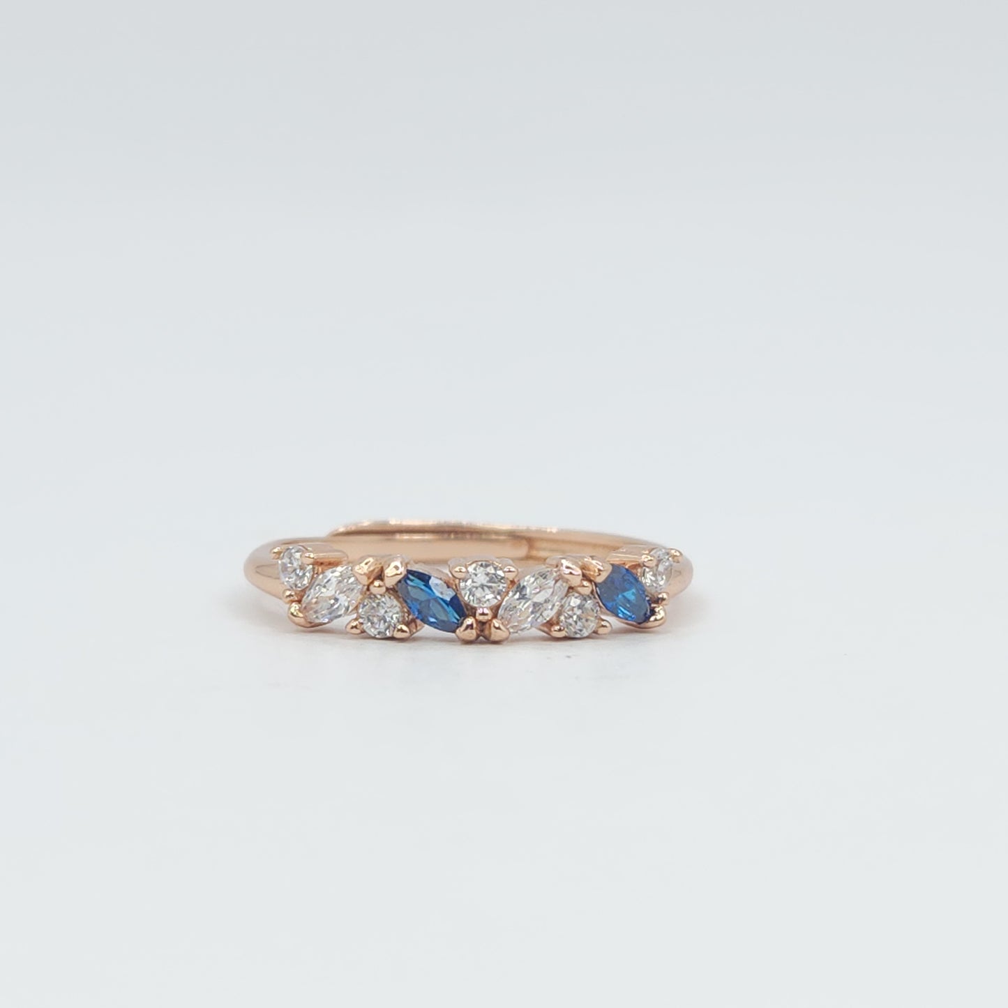 Marquise Stacker Ring- Sapphire & Moissanite Gemstones