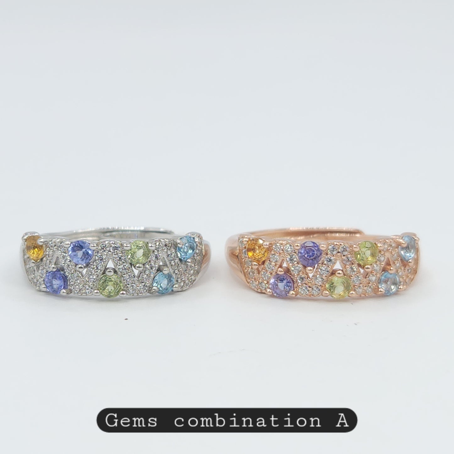 Dual Pave cluster gem ring