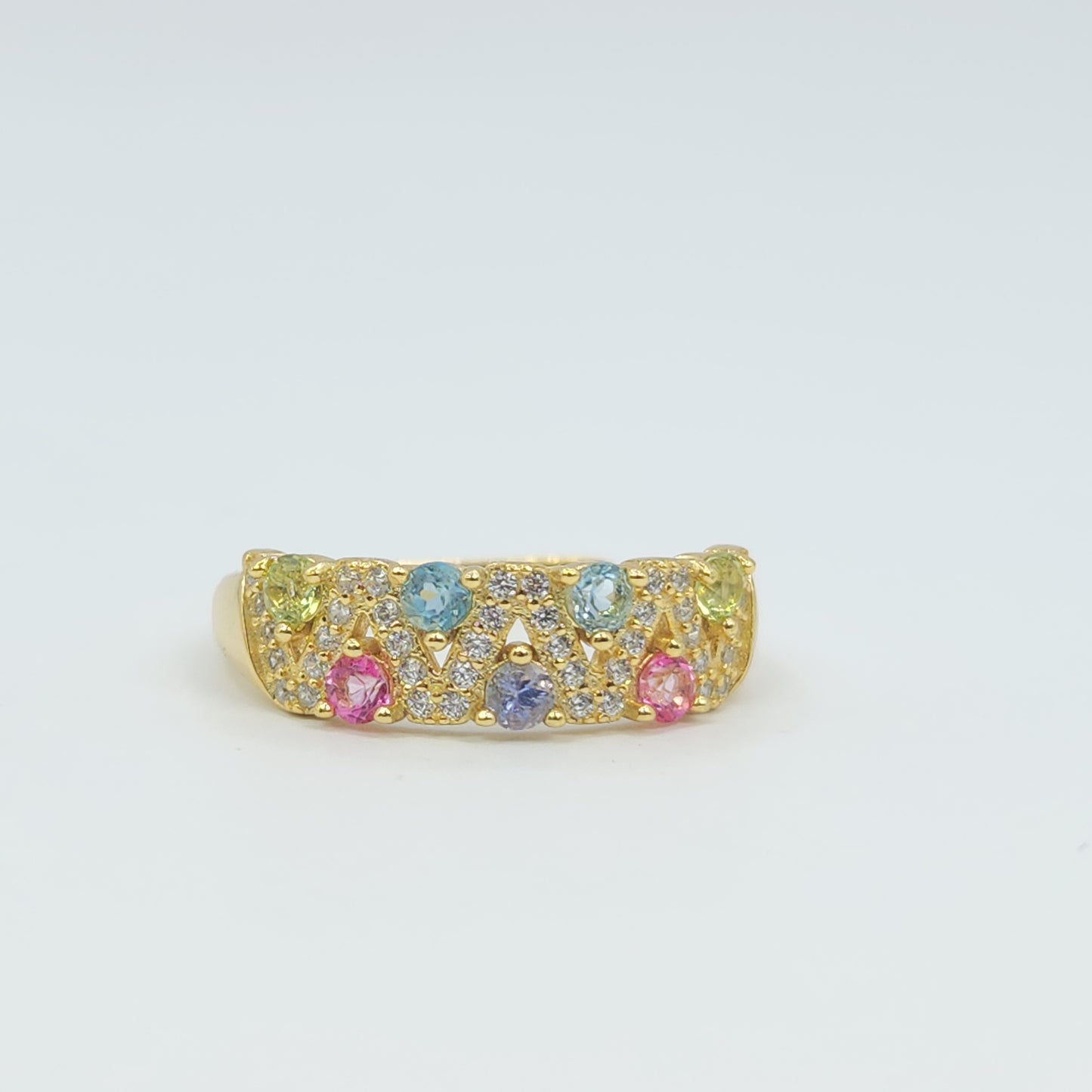 Dual Pave cluster gem ring