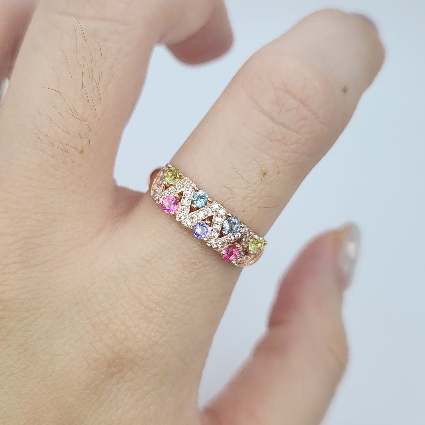 Dual Pave cluster gem ring