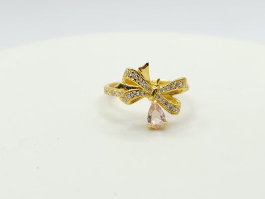 Morganite Ribbon Ring Yellow Gold