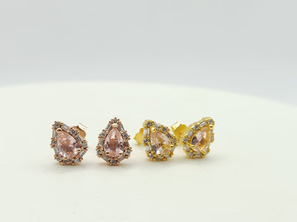 Morganite Halo Studs