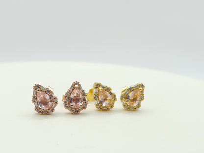 Morganite Halo Studs