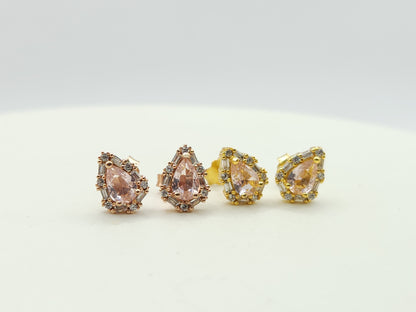 Morganite Halo Studs