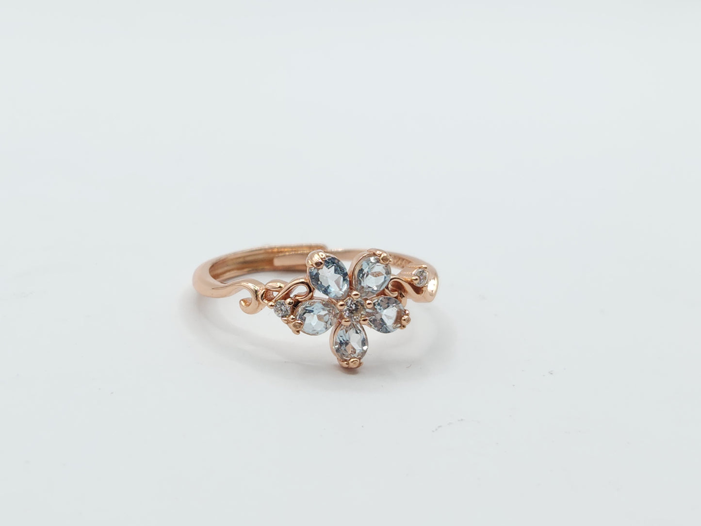 Aquamarine Floral Ring