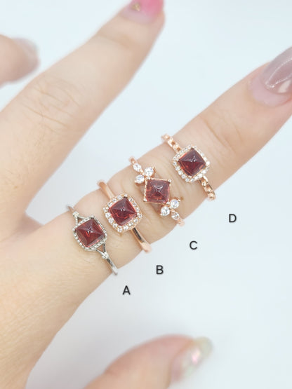 Red Garnet Sugarloaf Rings