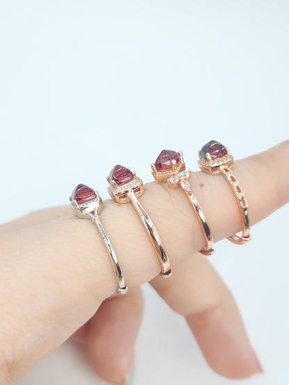 Red Garnet Sugarloaf Rings