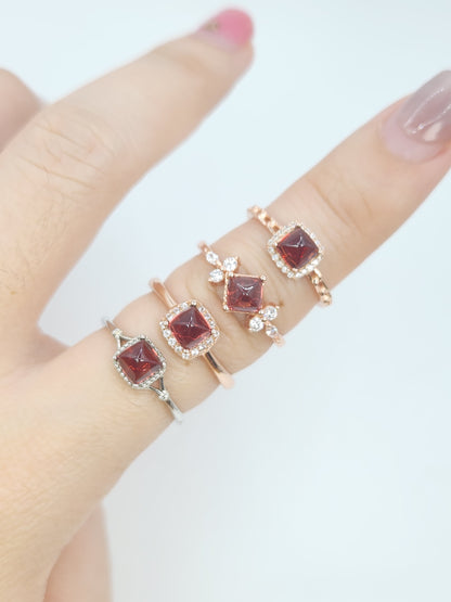 Red Garnet Sugarloaf Rings