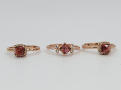 Red Garnet Sugarloaf Rings