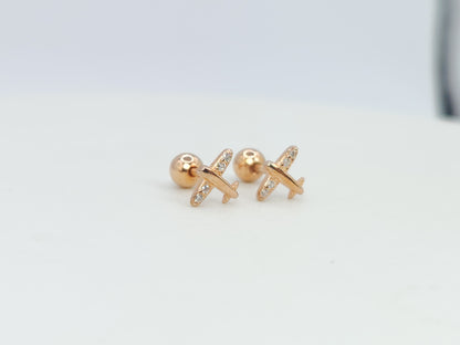 Wanderlust Plane Screwback Studs