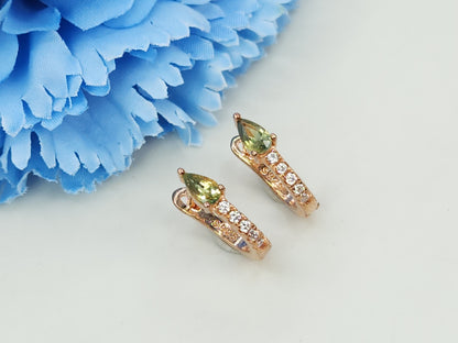 Green Sapphire Huggies Rose Gold S925